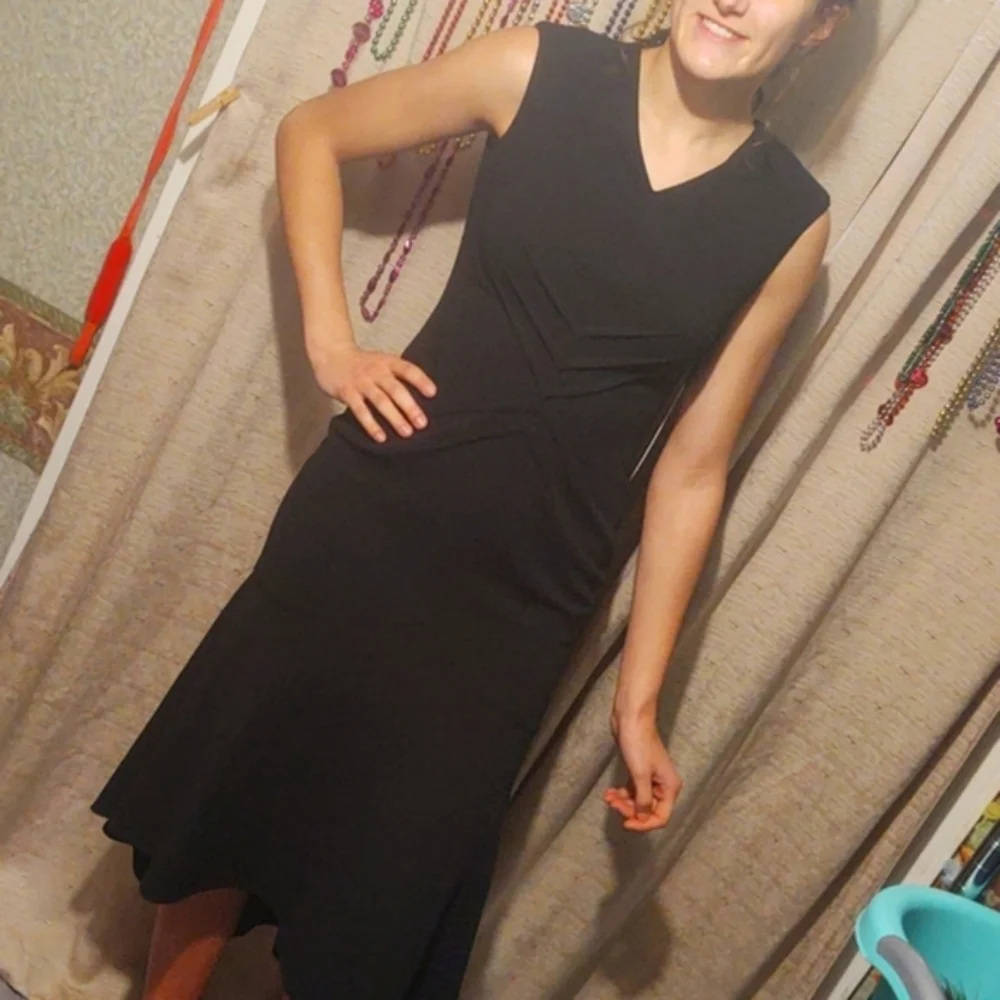 Calvin Klein Fit & Flare Sheath Dress Black 2 - Picture 1 of 15